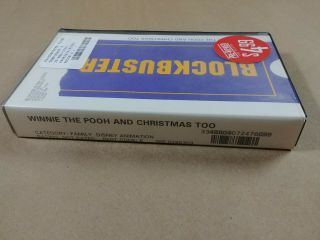 Rare Winnie The Pooh And Christmas Too VHS Blockbuster Video Clamshell Disney 2