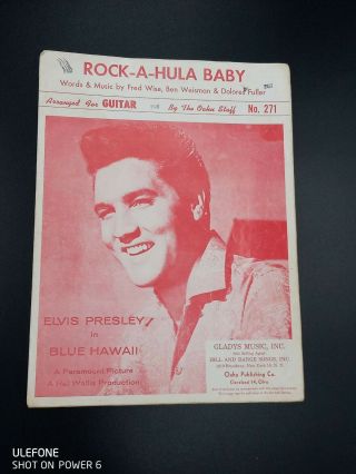 Rock A Hula Baby 1962 Elvis Presley Blue Hawaii Sheet Music Rare Red Cover