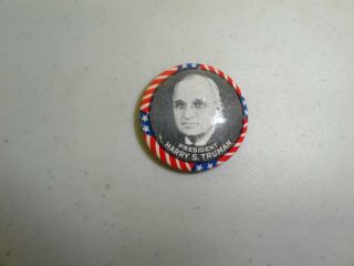 Old Rare Vintage Political Pinback Button Harry S Truman President 1940 