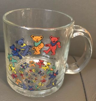 Very Rare 1989 The Grateful Dead Glass Dancing Bears Coffee Mug