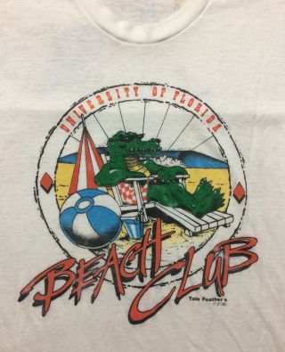 Vtg 80s University Of Florida Gators Mascot Beach Club T - Shirt Club Rare Large 2