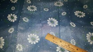 Rare Vintage Flocked Floral Sheer Shiny Blue Fabric Remnant 15 " X 44 " Perfect