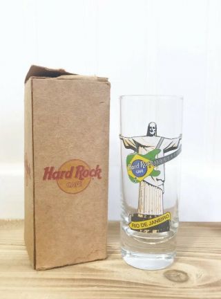 Hard Rock Cafe Rio De Janeiro Christ Holding Guitar Shot Glass Rare