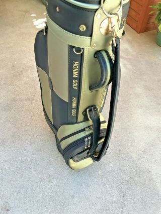 Rare Vintage Hiro Honma Tour Golf Staff Cart 7 " Bag Gold/black In Color 5 Way