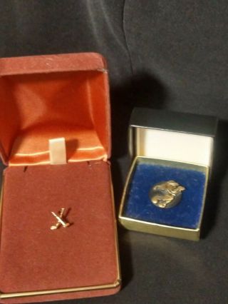 Rare Disney Mickey Mouse Golf Marker & Gold Tone Golf Clubs Tie Tack With Chain