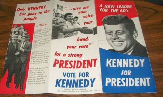 RARE JFK CAMPAIGN POSTER AND PAMPHLET with Family Photo KENNEDY FOR PRESIDENT 2