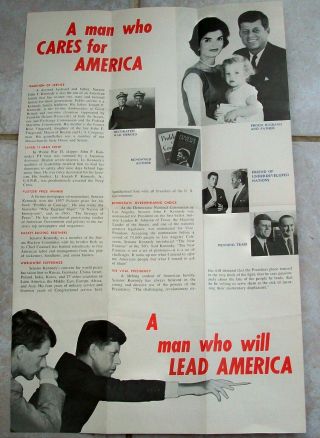 RARE JFK CAMPAIGN POSTER AND PAMPHLET with Family Photo KENNEDY FOR PRESIDENT 4