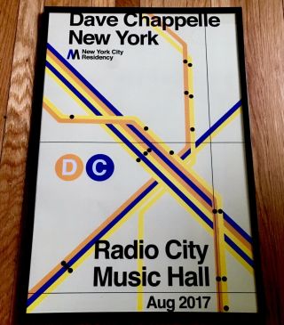 Rare Dave Chappelle Framed Official Radio City Poster Nyc 2017