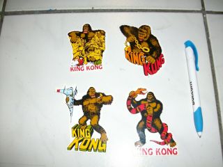 Vintage King Kong Movie Set Of 4 Stickers Rare 1970 