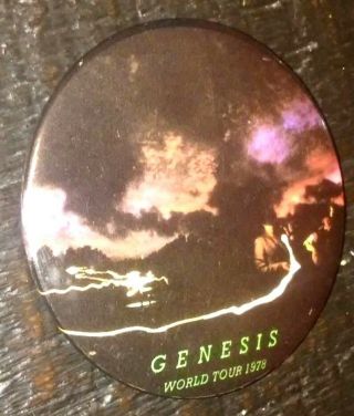 1978 Genesis World Tour Music Button Pin Rare Rock N Roll Memorabilia Vintage