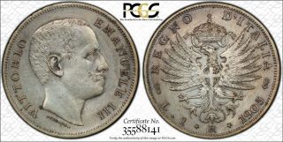 1905 - R Italy 1 Lira Km 32 Rare Pcgs Au Details