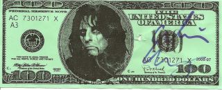 Alice Cooper Signed Stage 100 Dollar Bill Prop Money Rare