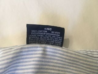 Vintage Rare Ralph Lauren Bradford Blue Stripe King Bed Skirt 15” USA 4