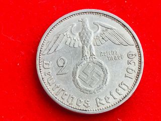 2 Reichsmark 1939 A With Nazi Coin Swastika Silver Brilliant - - Rare - - -
