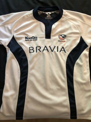 Kooga Usa Rugby Jersey Shirt Size Mens Large White Sony Sponsor Rare