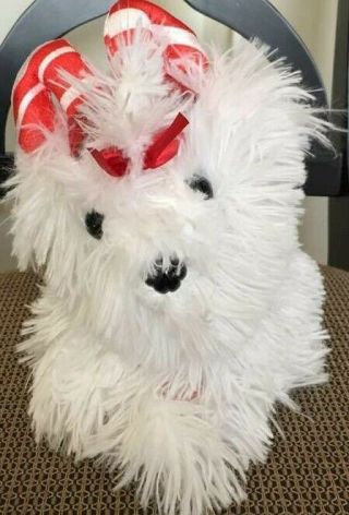 Dan Dee Wild Dancing Holiday White Dog Plush Dandee 10 Inches High Rare
