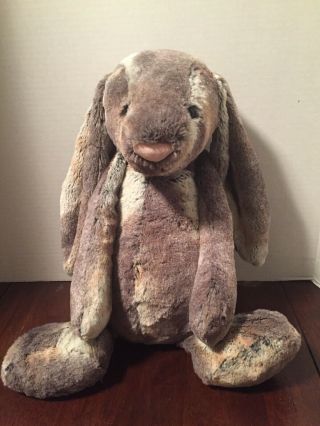 Jellycat Bunny Rabbit Woodland Large Plush Stuffed Animal 21 " Gray Brown Rare