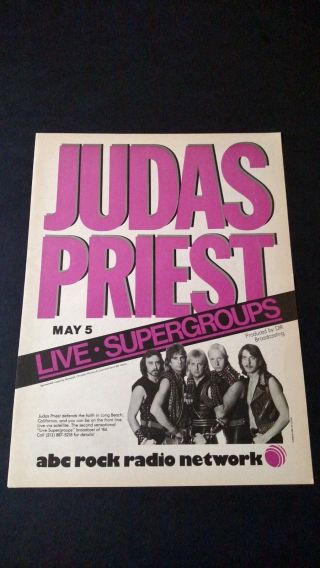 Judas Priest Live - Supergroups Rock Radio Rare Print Promo Poster Ad
