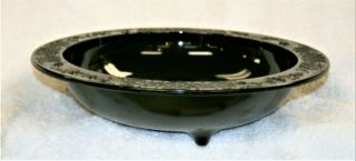 Rare L E Smith Black Depression Glass Bouquet And Lattice 11 3/8 " 3 - Footed Bowl