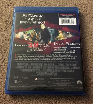 Friday the 13th Part 3 (1982) Blu - ray Disc w/ 3 - D Glasses 2009 RARE OOP Blu Ray 3