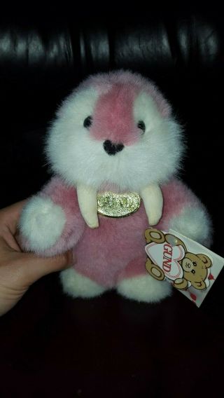 Gund Plush Walrus Pink Mooky With Tusks Animal Vintage 1986 All Tags Rare