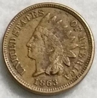 1863 Copper Nickel Indian Head Cent Rare Better Date See Pictures 48