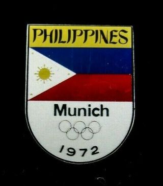 1972 Munich Olympic Games Philippines Noc Olympic Team Pin Badge Rare