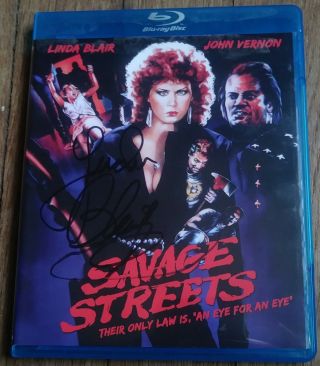 Linda Blair " Autographed Hand Signed " Savage Streets Blu Ray - Code Red Rare Oop