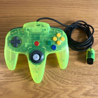 Nintendo 64 N64 Official Clear Neon Lime Green Game Controller - Rare