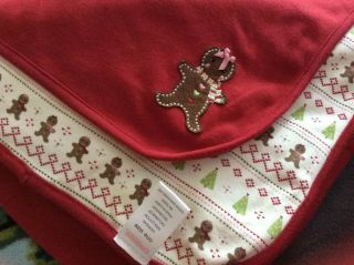 Rare Gingerbread Girl Reversible Blanket Red Christmas Holiday Gymboree