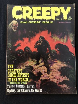 Creepy 2/rare Warren Horror Mag/high Grade/vf - /classic Frank Frazetta Cover