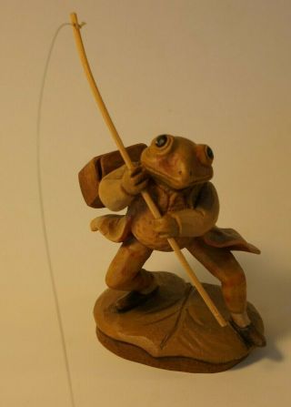 Anri Beatrix Potter Mr.  Jeremy Fisher (frog) Wood Figurine,  Rare,