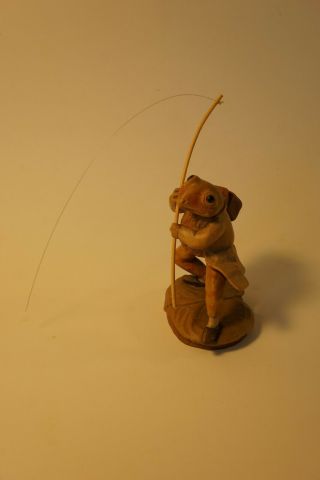 Anri Beatrix Potter Mr.  Jeremy Fisher (frog) wood figurine,  rare, 2