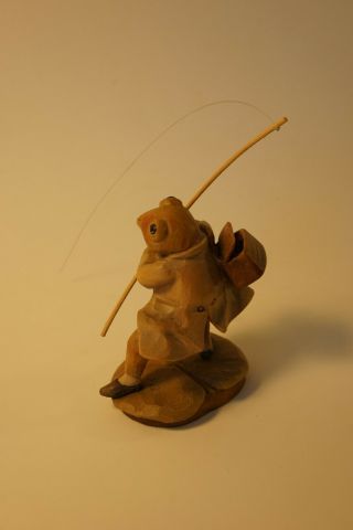 Anri Beatrix Potter Mr.  Jeremy Fisher (frog) wood figurine,  rare, 3