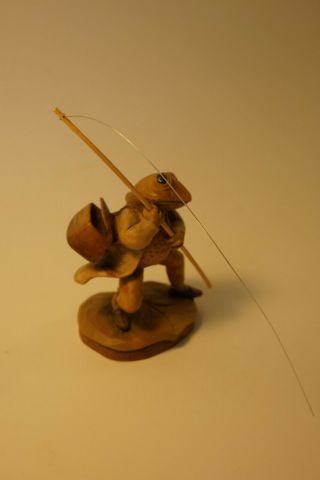 Anri Beatrix Potter Mr.  Jeremy Fisher (frog) wood figurine,  rare, 5
