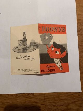 Rare 1953 St.  Louis Browns Flagstaff Brewing Co.  Pocket Schedule