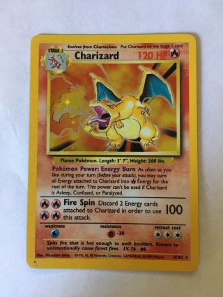Charizard 4/102 Holo Rare Pokémon Card Base Set Lightly Played Vintage Wotc