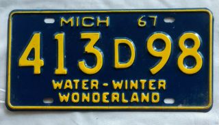 Rare 1967 Michigan Dealer License Plate 413 D 98