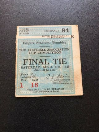 1929 Fa Cup Final Ticket Bolton Wanderers V Portsmouth.  Ultra Rare