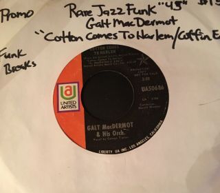 Rare Jazz Funk Breaks 45 Galt Macdermot Cotton Comes To Harlem/coffin Ed Vg,