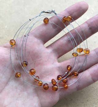 Gem Baltic Amber Old Necklace Beads Rare Jewelry Natural Vintage Choker