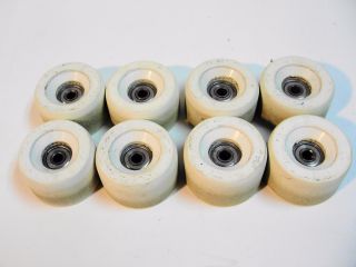 Rare Vtg Pacer White Urethane Indoor Roller Skate Wheels W/genberco Bearings