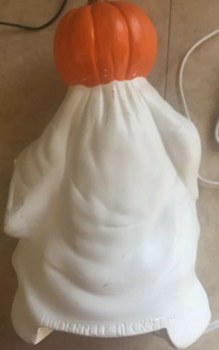 Vintage Halloween Ceramic Mold Pumpkin Head Ghost Holding Skull 1983 RARE 6