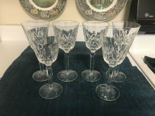 Set Of 6 Rare Waterford 7 3/8 " Lismore Cut Crystal Tall Wine Glasses Stems