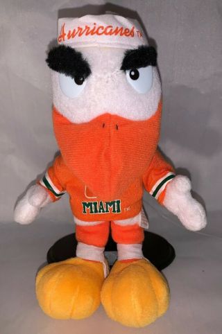 Vintage 1998 Rare Miami Hurricanes Mascot Sebastian Ibis Plush 8 "