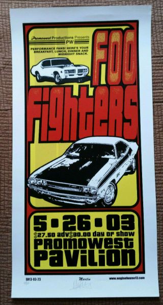 2003 Rare Foo Fighters Poster Columbus Oh - Signed/numbered 36/100