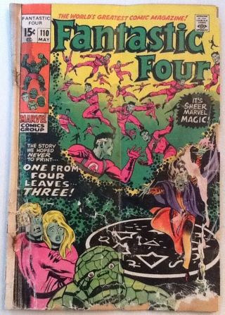 Fantastic Four 110 P/fair 1.  0 1971 Rare Green Printing Error Variant