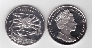 Falkland Islands - Rare Issue 1 Crown Unc Coin 2018 Year Sea Crab