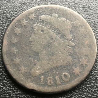 1810 Large Cent Classic Head One Cent 1c Rare Mid Grade 18467