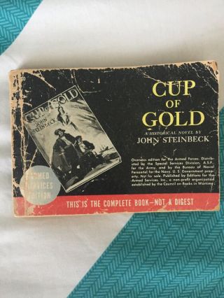 Cup Of Gold By John Steinbeck Rare Vintage 1936 Armed Serves Edition Paperback